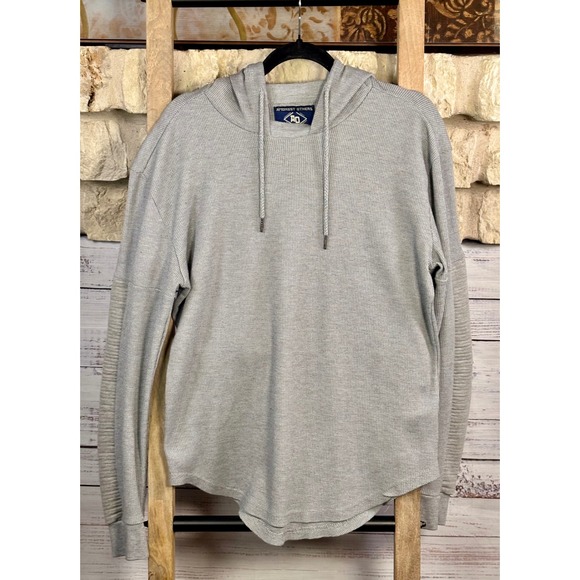Amongst Others Other - Amongst Others‎ Mens XL Waffle Knit Moto Sleeve Hoodie Grey Curved Hem